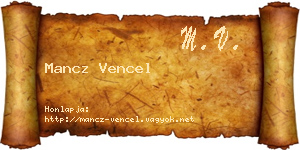 Mancz Vencel névjegykártya